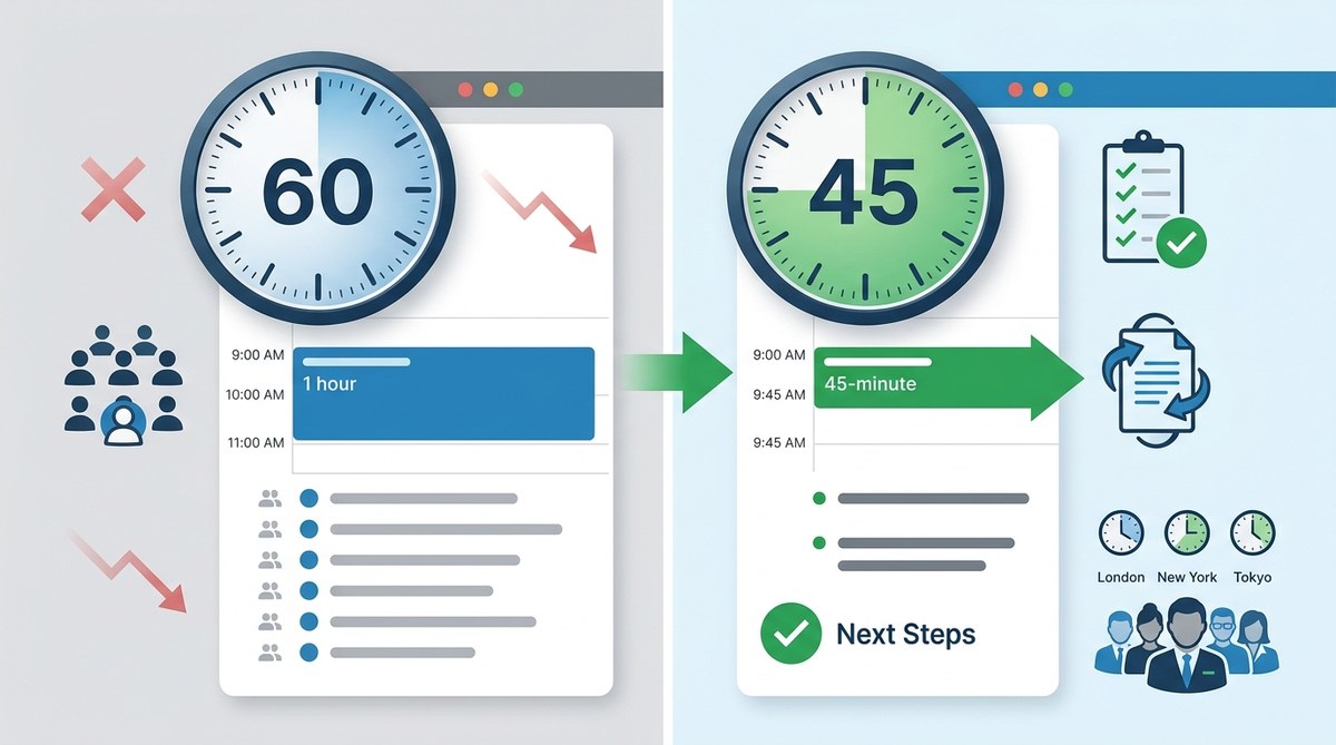 Why Your 1-Hour Global Meeting Should Be 45 Minutes (And How to Make the Switch)